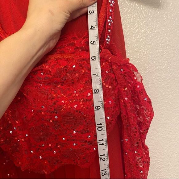 Kelle dance costume solo costume 2 piece red skirt lace crop top LC child Teen - Picture 13 of 16